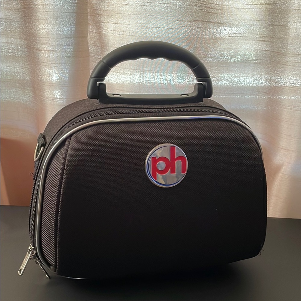 Black Toiletry Bag with Dome Shape and Zipper Closure
